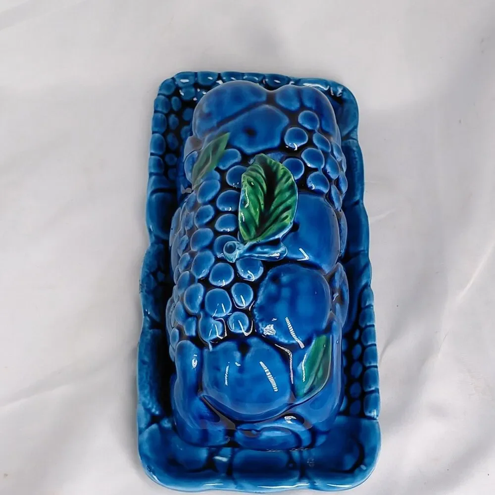 Vintage Inarco Mood Japan Blue Butter Dish Lid